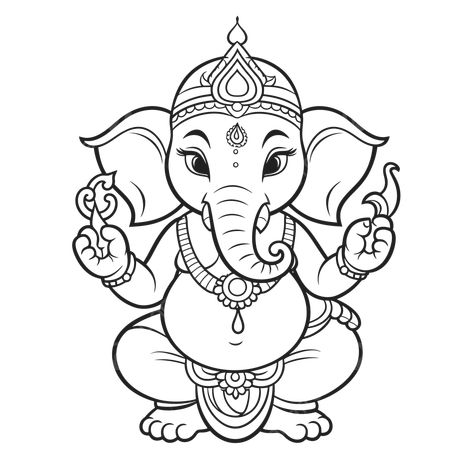 Ganapati Bappa Drawing Easy, Ganesh Simple Drawing, Ganesha Painting Simple, Krishna Coloring Pages, Outline Art Simple Line Drawings, Ganesh Drawing Simple, Simple Ganesha Drawing, Ganesh Black And White, Ganesha Outline