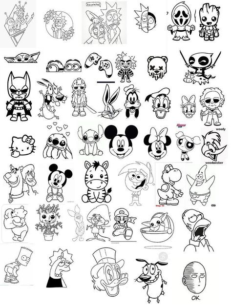 Disney Nail Art, Images Pop Art, Disney Minimalist, Cartoon Character Tattoos, Small Pretty Tattoos, Flash Tattoo Designs, Tattoo Stencil Outline, Small Hand Tattoos, Tattoo Style Drawings