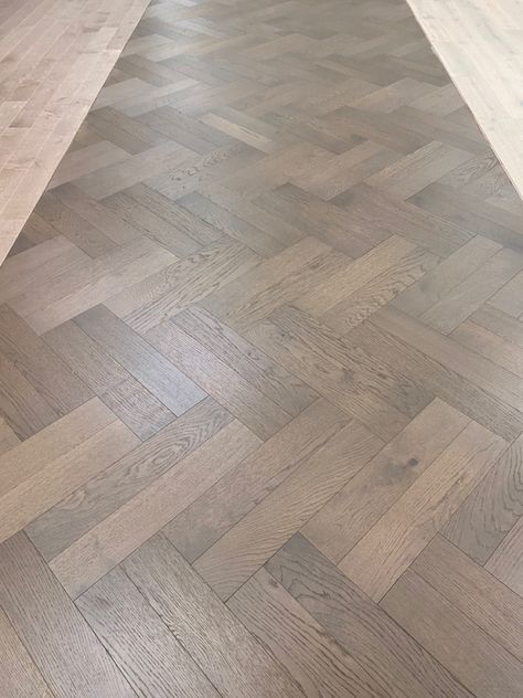 Herringbone Wood Floor Transition, Double Herringbone Floor, Kitchen Remodel Trends, Floor Transitions, Shaw Flooring Hardwood, Herringbone Hardwood Floors, Flooring Showroom, Herringbone Laminate Flooring, Double Herringbone