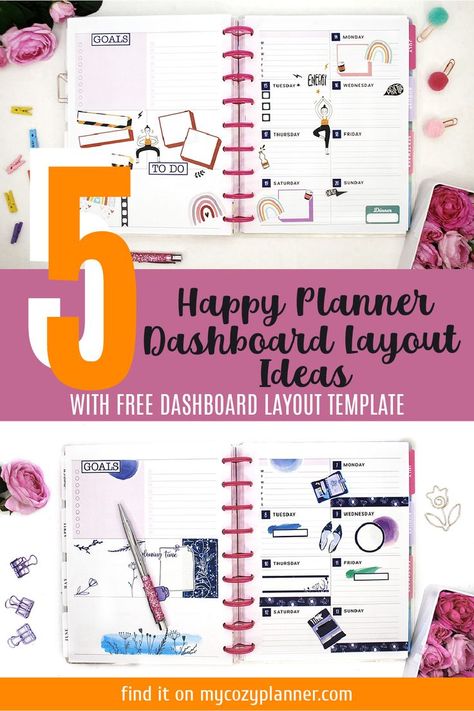 Yay! I have a Dashboard Happy Planner now! And it means, I can decorate it and share Happy Planner dashboard layout ideas with you. Have a look at weekly layouts for a Dashboard Classic planner I have made for this month. Feel free to copy these Happy Planner Dashboard layout ideas for your planner and use the stickers I used. Most of them are free. Check the links below every image to get the stickers for your personal use. Happy Planner Layout Dashboard, Dashboard Layout Happy Planner, Happy Planner Sticker Layout Ideas, The Happy Planner Dashboard Layout Ideas, Mini Happy Planner Layouts Dashboard, Dashboard Planner Ideas, Classic Happy Planner Dashboard Layout Ideas, Classic Happy Planner Layout Ideas, Dashboard Planner Layout