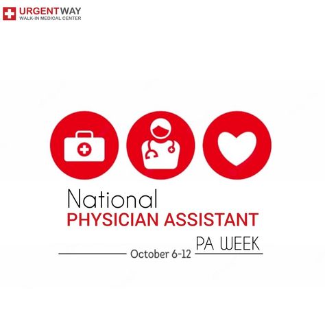 NATIONAL PHYSICIAN ASSISTANT WEEK October 6 - 12 National Physician Assistant Week is celebrated every year from October 6 - 12. National Physician Assistant (PA) Week recognizes the PA profession. It is an opportunity to raise awareness and visibility of the profession. #PAweek #physicianassistant #medicine #nurse #doctor #physician #nursepractitioner #medicalstudent #PAsGoBeyond #PAsAreEssential Physician Assistant Week, Pa Week, Physician Assistant, Nurse Doctor, Urgent Care, Nurse Practitioner, Medical Students, Primary Care, Medical Center