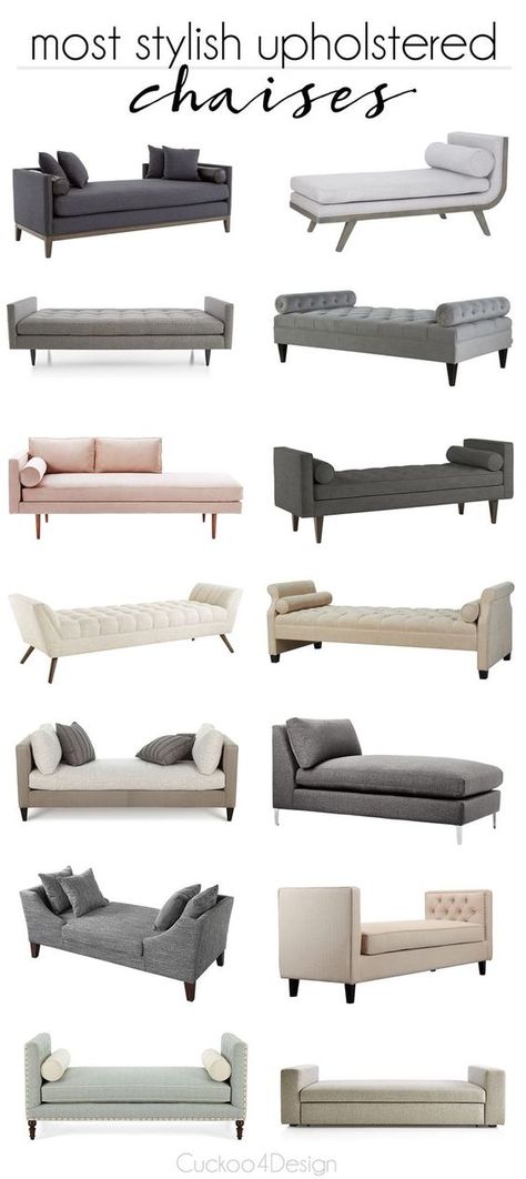 14 most stylish upholstered chaises and benches | button tufted chaise | chaise for in front of a bed | bench for in front of a bed | nailhead trim chaise | nailhead trim bench | daybeds | via @jakonya Upholstered Bench Living Room, Family Drinks, Dressing Unit, Upholstered Chaise, Unique Sofas, Couch Design, Modern Sofa Designs, Chaise Lounge Sofa, Dekorasi Kamar Tidur