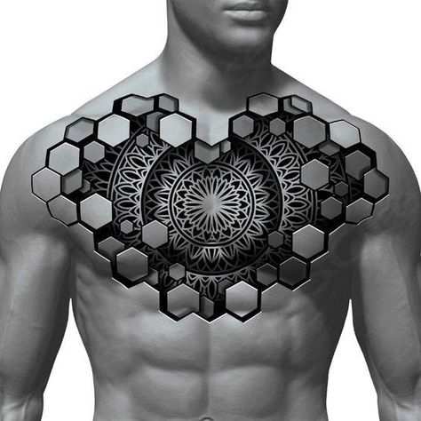 I will create 3d tattoo design in geometric style, #style, #advertisement, #geometric, #design, #ad Generation Tattoo, 3d Tattoo Designs, Sacred Geometric Tattoo, Geometric Chest, Hexagon Tattoo, Geometric Sleeve Tattoo, Abstract Tattoo Designs, Crown Tattoo Design, Full Back Tattoos