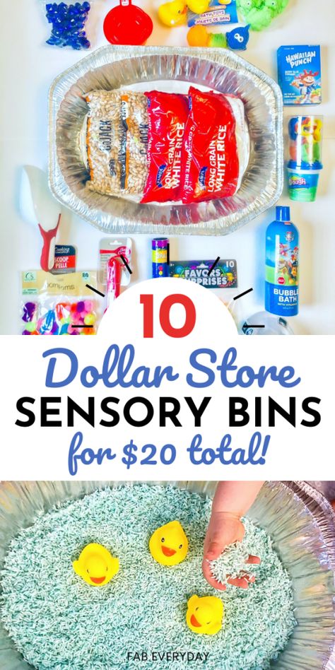 Sensory Teaching Ideas, Dollar Tree Therapy Ideas, Sensory Activities Table, What To Put In Sensory Bin, Sensory Bins For 16 Month Old, Sensory Bins With Beans, Sensory Bin Items, Sensory Bun Ideas, Play Dough Sensory Kits Diy