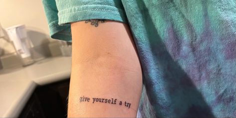 Give Yourself A Try Tattoo The 1975, Give Yourself A Try Tattoo, Try Tattoo, The 1975 Tattoo, 1975 Tattoo, Half Sleeve Tattoo, The 1975, Sleeve Tattoo, Half Sleeve