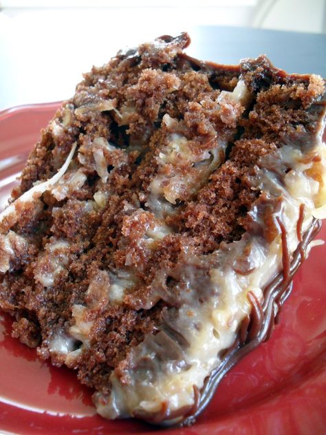 German Chocolate Cake Homemade German Chocolate Cake, German Chocolate Cake Recipe, Coconut Pecan Frosting, Torte Cupcake, Coconut Pecan, German Chocolate Cake, Moist Chocolate Cake, A Piece Of Cake, German Chocolate