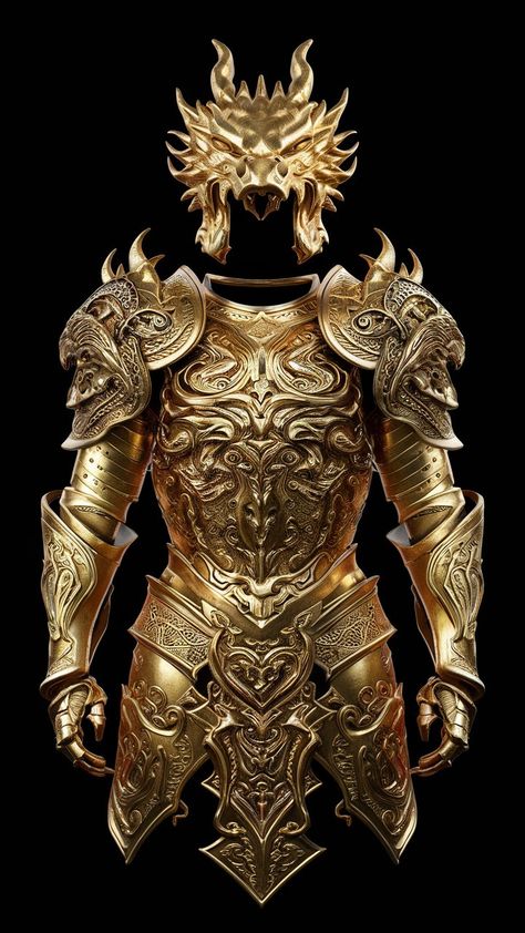 Metal Armor Reference, Stag Armor, Lion Armor, Golden Armour, Legendary Armor, Gold Armour, Gold Knight, Anime Template, Armour Fantasy