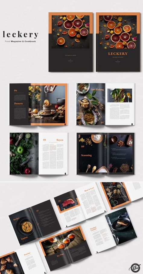 Menu Layout Ideas, Modern Cookbook Design, Creative Book Layout Design, Cooking Magazine Design, Cook Book Layouts, Food Catalog Design Layout, Food Book Design, Food Catalogue Design, Food Magazine Layout Design