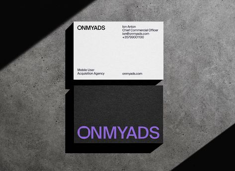 Onmyads — Brand Identity & Website :: Behance Visit Card Design, Mb Logo, Brand Collateral, Ci Design, Visit Card, Modern Business Cards Design, Visiting Card Design, Mood And Tone, Cool Business Cards