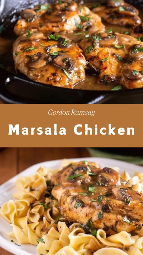 Gordon Ramsay Marsala Chicken Chef Plate Recipes, Easy Gordon Ramsay Recipes, English Dinner Recipes, Fine Dining Main Course, Gourmet Recipes Fancy, Master Chef Recipes, Gordon Ramsay Home Cooking, Gordon Ramsay Dishes, Gordon Ramsay Recipes