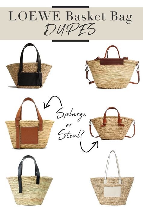 French Straw Bag, French Basket Bag, Straw Tote Bags Outfit, Basket Bag Aesthetic, Straw Bags For Summer 2023, Summer Straw Bag, Straw Purse Outfit, Loewe Basket Bag Outfit, Summer Bags 2023