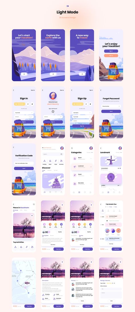 Tracoo - Travel App UI Kit — UI Kits on UI8 การออกแบบ Ui Ux, Creative App Design, Application Ui Design, Desain Ux, To Do App, App Design Layout, Ux App Design, Ui Design Trends, Travel Booking