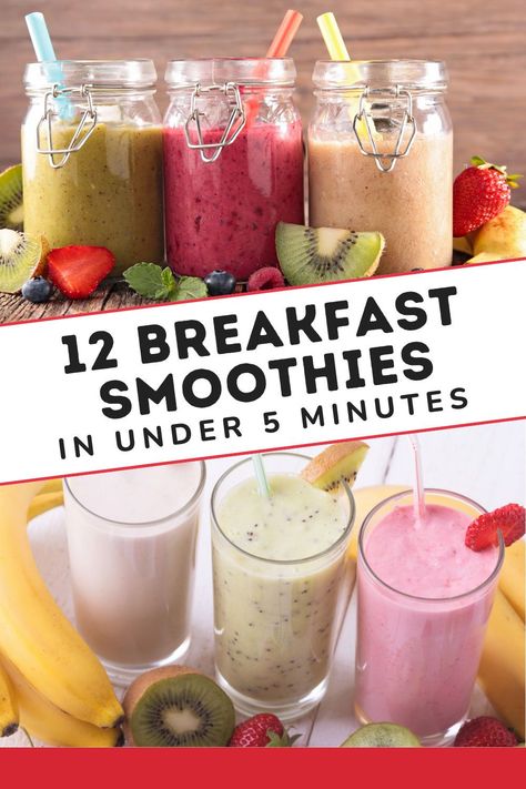 Energy Smoothies Morning, Healthy Morning Smoothies Breakfast, Energy Smoothie Recipes Mornings, Morning Diet Breakfast, Morning Smoothie Recipes Healthy, Fast And Easy Breakfast Ideas, Smoothies Simple, Breakfast Smoothie Healthy, Healthy Smoothies Recipes