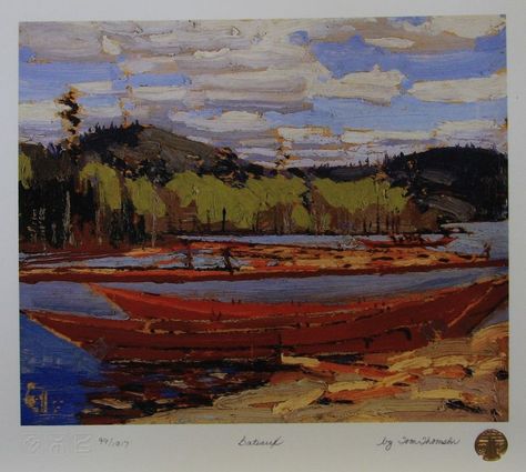 Tom Thomson Bateaux Group Of Seven Art, Tom Thomson Paintings, Canada Landscape, Tom Thomson, Art Gallery Of Ontario, Emily Carr, Algonquin Park, Canadian Painters, Group Of Seven