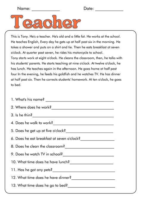 Reading For Beginners Worksheets, Reading Texts For Beginners, Esl Reading Comprehension Beginners, Beginner Reading Worksheets, Comprehension Worksheets 2nd Grade, English Reading For Beginners, Reading And Comprehension Worksheets, Reading Comprehension Worksheets Grade 1, Comprehension For Grade 2