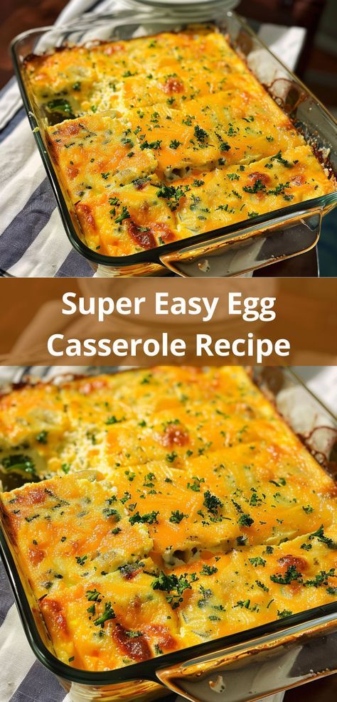 This Super Easy Egg Casserole was perfect for our busy morning. So simple and delicious! Egg Bake With Grands Biscuits, Super Easy Egg Casserole, Egg Casserole Recipes With Potatoes, Egg Bake Casserole Crockpot, Non Dairy Egg Casserole, Egg And Meat Casserole, Casseroles With Eggs, Bisquick Egg Bake, No Meat Egg Casserole