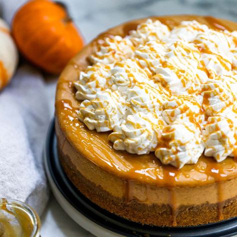 Check out Pumpkin Caramel Cheesecake recipe and more from Sur La Table! Pumpkin Caramel Cheesecake, Caramel Cheesecake Recipes, Pumpkin Cheesecake Recipes, Caramel Cheesecake, Pumpkin Caramel, Fall Cakes, Soften Cream Cheese, Thanksgiving Desserts, Pumpkin Dessert