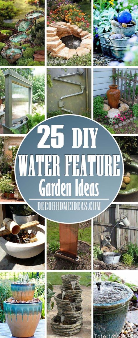 Garden Ponds With Waterfalls Diy, Garden Water Fountain Ideas, Making A Water Feature, Diy Patio Water Feature, Mosaic Fountain Diy, Diy Pondless Water Feature, Natural Water Feature, Pondless Water Feature, Backyard Zen