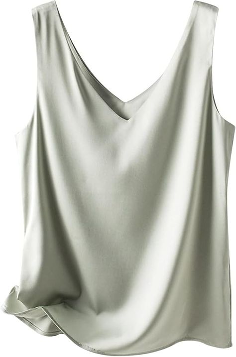 Snoly Women's V Neck Silky Satin Wide Strap Camisole Tank Top Innerwear Silk Bottoming Shirt Camis (as1, Alpha, x_s, Regular, Regular, LightGreen, X-Small) at Amazon Women’s Clothing store Silk Camisole, Bottoming Shirt, Tank Top Camisole, Amazon Women, Wide Straps, Light Green, Clothing Store, Tank Top, Satin