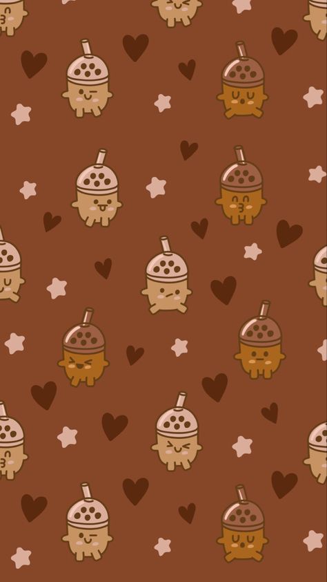 A phone wallpaper with bubble tea chibis of various emotions scattered in approximately uniform distance Messenger Background Theme, Messenger Love Theme Background, Tea Wallpaper Aesthetic, Boba Tea Aesthetic Wallpaper, Bubble Tea Wallpaper, Boba Tea Wallpaper, Boba Wallpaper, Love Wallpaper For Mobile, Chat Background