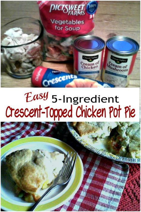 Easy Crescent-Topped Chicken Pot Pie – Haphazard Homemaker Pot Pie Recipe Easy Crescent Rolls, Easy Pot Pie With Crescent Rolls, Turkey Pot Pie With Crescent Rolls, Chicken Pot Pie With Crescent Rolls, Pot Pie With Crescent Rolls, Food For Fall, Crescent Roll Recipes Dinner, Pot Pie Recipe Easy, Recipes Using Crescent Rolls