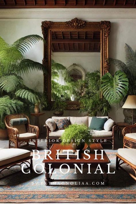 Learn how to incorporate the British Colonial interior design style into your home with these decorating tips. From rich colors to natural materials, this video will inspire you to create a timeless and elegant space. #interiordesign British Tropical Colonial, Federal Interior Design, Living Room Designs Colonial, British Colonial Kitchen West Indies, Moody British Colonial, Tropical Safari Home Decor, British Colonial Decor West Indies Tropical Style, Florida Modern Interiors, Colonial Style Interior Bedrooms