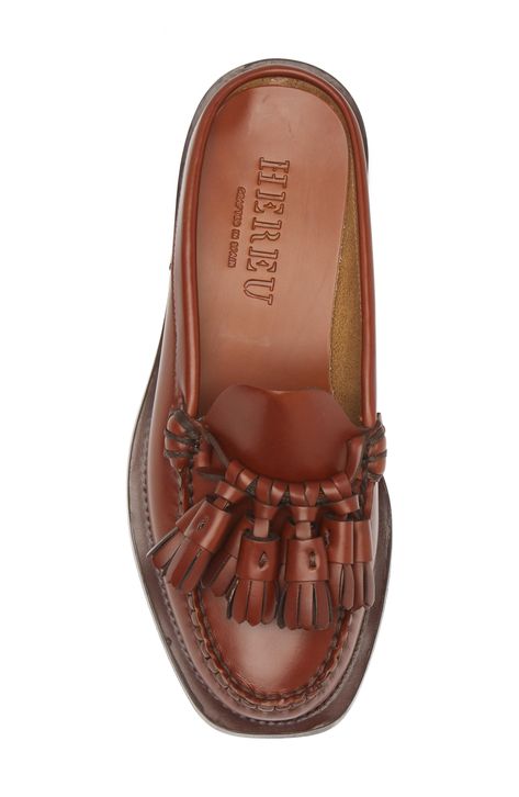 Find HEREU Cairel Tassel Mule on Editorialist. A dramatic cluster of tassels charms the vamp of this playful loafer slashed and reissued as a street-chic mule. Leather upper, lining and sole Made in Spain Hereu Sandals, Hereu Shoes, Loafer Mules Outfit, Styling Mules, Mule Outfits, Sequins Top Outfit, Carrie Bradshaw Outfits, 2024 Wardrobe, Indian Shoes