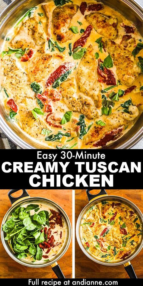 Sundried Tomato Recipes, Creamy Tuscan Chicken Recipe, Tuscan Chicken Recipe, Creamy Tuscan Chicken, Tuscan Chicken Pasta, Creamy Chicken Recipes, Tuscan Chicken, Spinach Stuffed Chicken, Chicken Dishes Recipes