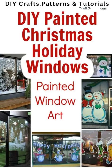 Decorative Window Painting, Painting Christmas Windows, Paint On Glass Windows, Painted Window Art Ideas, Painted Christmas Windows Diy, Christmas Glass Painting Ideas Window, Winter Window Art Easy, Chalk Christmas Window Art, Cute Christmas Window Paintings