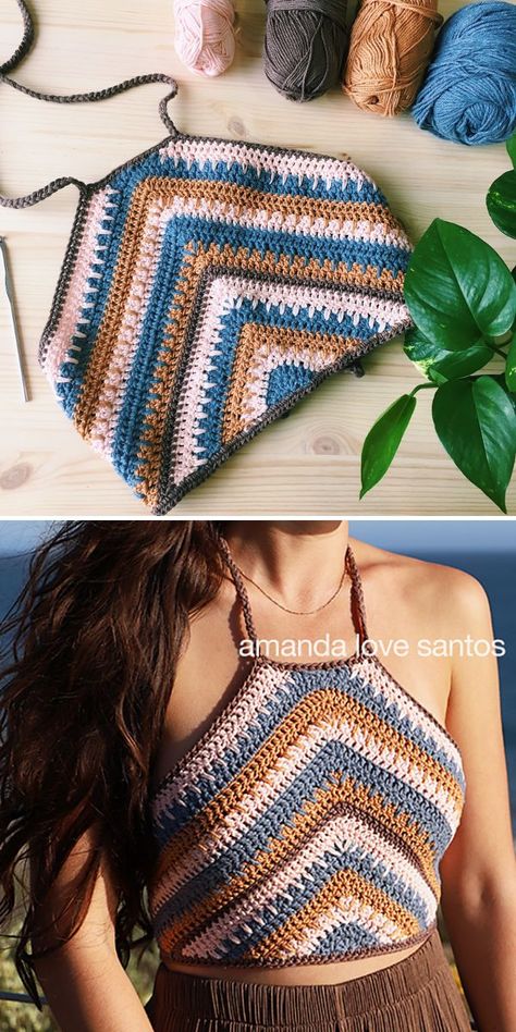 15 Best Crochet Crop Top Patterns and Inspiration Crochet Halter Tops Free, Crochet Halter Top Pattern Free, Top Tejidos A Crochet, Crochet Halter Top Pattern, Crochet Halter Top, Crochet Crop Top Pattern, Cardigan Design, Crochet Tops Free Patterns, Crochet Bralette