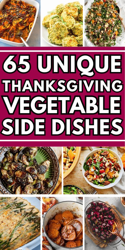 The best vegetable side dishes for Thanksgiving! Easy Thanksgiving veggie sides including make ahead and crockpot recipes, cold salads, hearty casseroles and healthy green vegetables for a crowd. Lighter thanksgiving side dishes with carrots, green beans, brussel sprouts, squash, corn and potato. Thanksgiving vegetable side dishes green, make ahead thanksgiving vegetable side dishes, traditional and unique thanksgiving side dishes, new thanksgiving recipes side dishes, thanksgiving dinner ... Veggie Dishes Thanksgiving, Red Side Dishes, Sunday Roast Side Dishes, Vegetable Side Thanksgiving, Side Salad For Thanksgiving, Green Vegetables For Thanksgiving, Halloween Vegetable Side Dishes, Untraditional Thanksgiving Sides, Fancy Thanksgiving Side Dishes