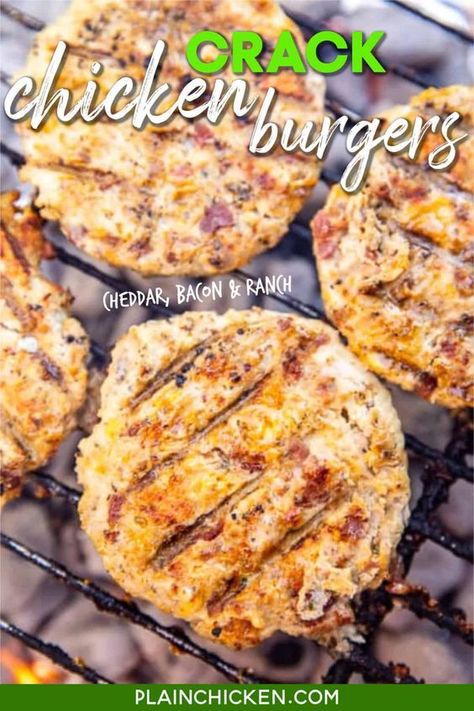 Grilled Chicken Burgers, Ground Chicken Burgers, Chicken Burgers Recipe, How To Cook Burgers, Ground Chicken Recipes, Burger Toppings, Plain Chicken, Chicken Patties, Hamburger Patties