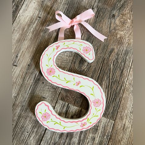 Like Brand New! Super Cute For A Baby Nursery Or Little Girls Room! Open To Reasonable Offers! Wall Initial Decor, Delta Zeta Letters Painted, Greek Letters Decorated, Painting Letters On Wood, Sorority Family Tree, Sorority Letter Designs, Cute Sorority Letters, Painted Letters Sorority, Painted Sorority Letters Wooden