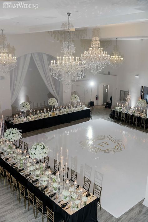 Black White And Crystal Wedding, Small Luxury Wedding Receptions, Most Romantic Wedding Venues, Black And White Themed Wedding Reception, Silver And Black Wedding Decorations, Black Affair Wedding, Glitz And Glam Wedding Reception, Small Black Wedding Ideas, Black Peoples Wedding