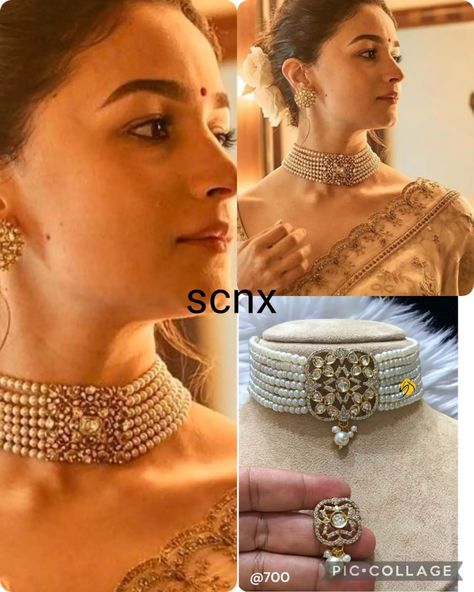 The Alia Bhatt Choker✨ DM to book your set now!💌 . . . . . . . . . . . #pearlchoker #imitationjewellery #elegantchoker #victorianjewellery #shrichintamanijewellers #shrichintamanijewellery Pearl Indian Bridal Jewelry, White Choker Necklace Indian, Indian Pearl Choker, Lehenga Ornaments, White Moti Necklace Design, Gold Choker Necklace Indian Simple, Kundan Jewellery Bridal Choker, Simple Indian Necklace, Moti Jewellery Indian