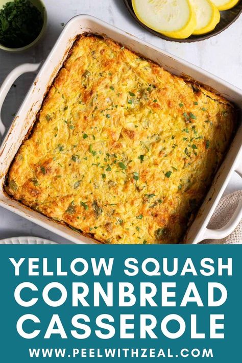 Summer Squash Cornbread Casserole If you're looking for a delicious way to use summer squash, look no further than this Yellow Squash Cornbread Casserole. This easy recipe is creamy, cheesy, and filled with hearty summer vegetables that the whole family will love! Yellow Squash Cornbread, Squash Cornbread Casserole, Squash Cornbread, Cornbread Casserole Recipe, Yellow Squash Casserole, Yellow Squash Recipes, Summer Squash Recipes, Squash Casserole Recipes, Cornbread Casserole