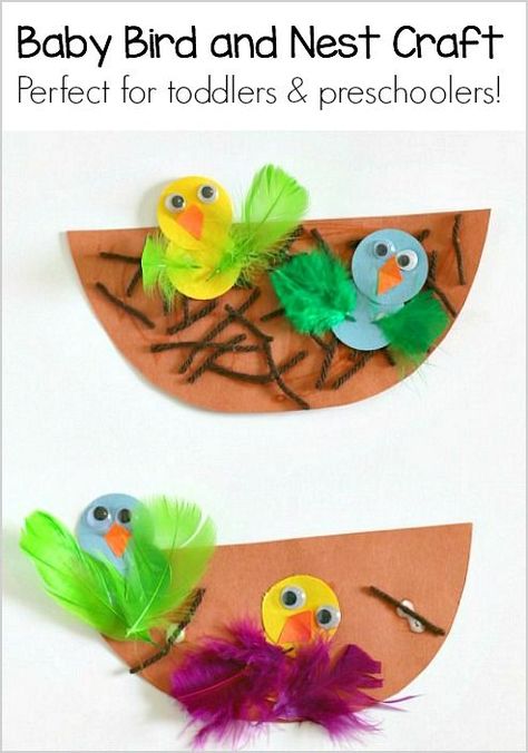 Spring Craft for Kids: Nest and Baby Bird Craft- These cute, paper chicks are perfect for toddlers and preschool! ~ BuggyandBuddy.com Bird Paper Craft, Preschool Projects, Spring Preschool, Spring Kids, Spring Crafts For Kids, Spring Projects, Bird Crafts, Daycare Crafts, Spring Theme