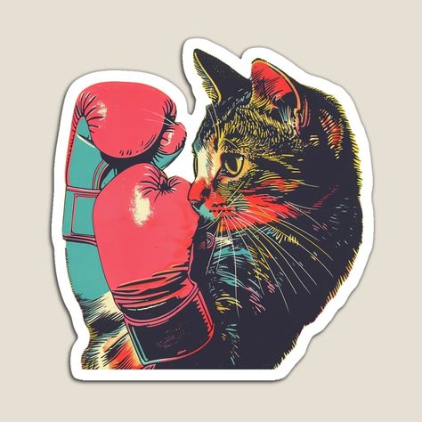 Get my art printed on awesome products. Support me at Redbubble #RBandME: https://www.redbubble.com/i/magnet/Boxer-cat-Boxing-Kitten-Sport-Cat-by-CreativeArts-S/160358278.TBCTK?asc=u Cat Boxing, Typography Quotes Inspirational, Arte Hippy, Soft Kitty Warm Kitty, Lino Art, Sport Art, Eastern Art, Graphic Tshirt Design, Cat Stickers