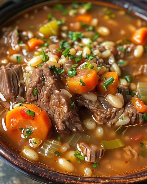 Crockpot Beef Barley Soup, Delicious Discoveries, Barley Stew, Business House, February Quotes, Fall Eats, Beef Barley, Beef Barley Soup, Recipe Beef