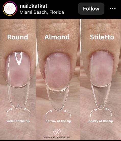 Rounded Stiletto Nails, Long Round Nails, Round Shaped Nails, Round Nail Designs, Nail Tip Shapes, Long Almond Nails, Pointy Nails, Almond Shape Nails, Nail Services