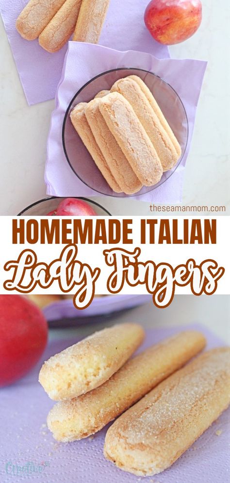 Ladyfinger Cookies Recipe, Lady Finger Biscuits Recipe, Lady Finger Cookies Recipe, Lady Fingers Recipe Easy, Picnic Baking Ideas, Diy Lady Fingers, Homemade Lady Fingers For Tiramisu, Lady Fingers Recipe Tiramisu, How To Make Lady Fingers