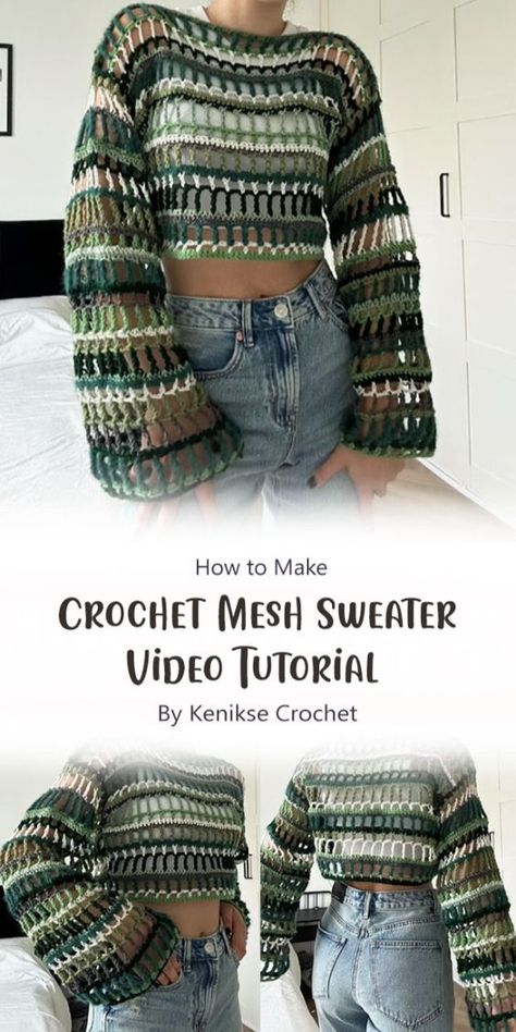 Dive into the world of crochet with the delightful of mesh sweaters. Whether you’re a seasoned crochet enthusiast or just starting your journey with yarn and hooks, this tutorial by Kenikse Crochet will guide you through creating your very own mesh sweater masterpiece. Crochet Patterns Corset, Crochet 100g Projects, Lightweight Crochet Sweater, Crochet Free Patterns Top, Quick And Easy Crochet Sweater Pattern Free, How To Crochet A Mesh Top, Crochet Patterns One Skein, Free Clothes Crochet Patterns, Crochet Sweater Mesh