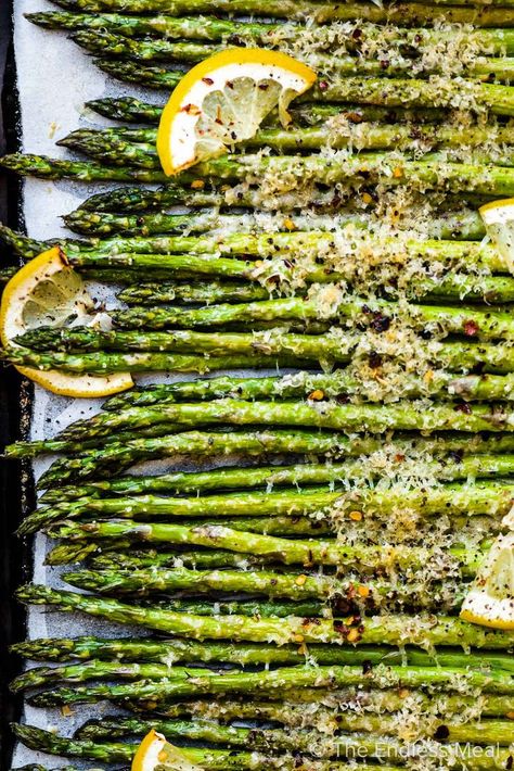 Asparagus In The Oven, Cooking Asparagus, Asparagus Recipes Roasted, Savory Sides, Parmesan Asparagus, Roasted Radishes, Roasted Potato Recipes, Baked Asparagus, How To Cook Asparagus