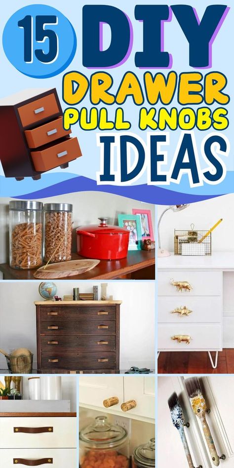 Upgrade your furniture with these fun and creative DIY drawer pulls that add personality to any piece. Cheap Cabinet Pulls, Make Your Own Drawer Pulls, Bedroom Drawer Pulls, Creative Drawer Pulls, New Hardware On Dresser, Diy Dresser Handles, Dresser Pull Ideas, Drawer Upcycle Ideas, Drawer Pulls Diy Cool Ideas