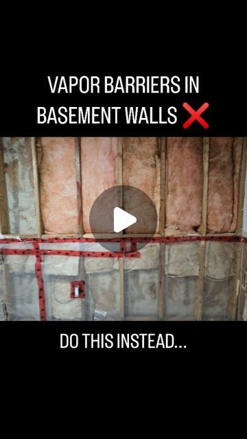 ASIRI Designs on Instagram: "Continuing Monday's discussion about vapor barriers, perhaps one of the worst places you can install a polyethylene vapor barrier is on framed basement walls. All you're doing is just trapping moisture that gets into the wall cavity, but it's even worse. We don't get the benefit of being able to drive through the below grade basement walls since the soils are always pretty much damp, and because there's usually damp proofing on the basement walls. You're basically creating a diaper for the basement walls, and eventually water is going to get inside and right away the framing, you might notice some musty smells or mold, and eventually it'll need to be remediated. We can control condensation on our basement walls by installing taped rigid foam boards, closed cell Covering Unfinished Basement Walls, Basement Walls Ideas, Basement Wall Insulation, Basement Wall Ideas Without Drywall, Waterproofing Basement Walls, Insulating Basement Walls, Mold In Basement, Basement Subfloor, Unfinished Basement Walls