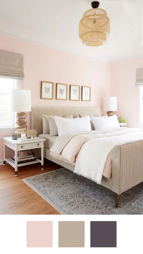 Colors That Go With Pink (Without the 80s Flashbacks) | Apartment Therapy Adult Pink Bedroom, Pale Pink Bedrooms, Light Pink Rooms, Light Pink Bedrooms, Blush Pink Bedroom, Blush Bedroom, How To Make Pink, Pink Bedroom Walls, Pink Bedroom For Girls