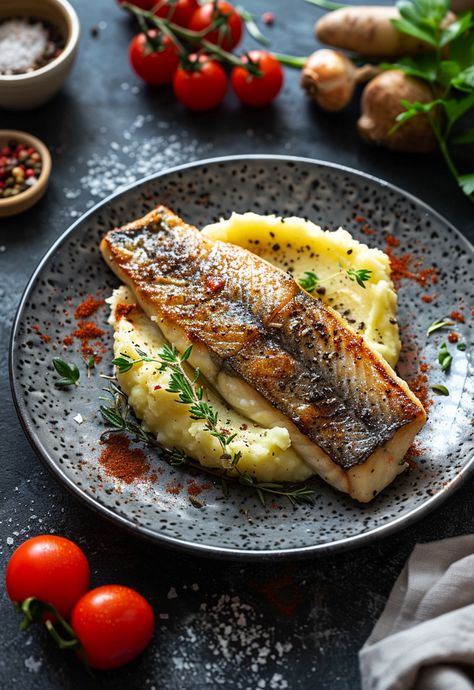 Learn How to Cook Sea Bass Recipe For Free | Recipes You'll Love, Made Easy! Holiday Fish Recipes, Easy Fine Dining Recipes, Gourmet Seafood Recipes, Fine Dining Recipes Michelin Star, Amuse Bouche Fine Dining, Salmon Plating, Food Plating Ideas, Fish Recipes For Dinner, Dish Photography