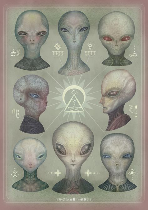 The Greys is a brilliant series of animated portrait illustrations by Finland-based artist Vladimir Stankovic depicting the paranormal Grey alien species. You can view the complete collection of aliens on Behance and Tumblr. We have previously written about Vladimir and his beautiful series of animated illustrations fusing molluscs and insects. Alien Artwork, Alien Encounters, Grey Alien, Arte Alien, Alien Concept, Extra Terrestrial, Aliens And Ufos, Space Aliens, Ufo Sighting