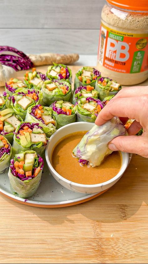 Summer Rolls with Peanut Sauce - That Vegan Babe High Protein Summer Rolls, Summer Rolls With Tofu, Vegan Spring Rolls With Peanut Sauce, Peanut Sauce Wraps, Fresh Rolls With Peanut Sauce, Salad Rolls With Peanut Sauce, That Vegan Babe, Summer Rolls With Peanut Sauce, Summer Roll