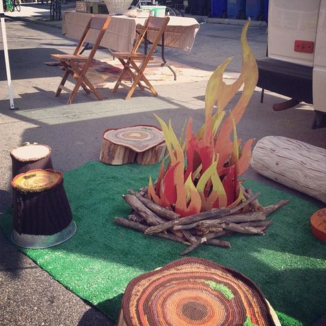 fake fire, fake wood! #carlwagan #bloorcourt | Flickr - Photo Sharing! Fake Campfire, Fake Fire, Fake Wood, Camping Birthday, Parade Float, Christmas Parade, Camping Party, Camping Theme, Vacation Bible School